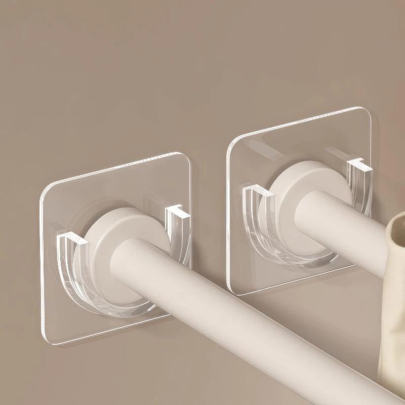 Curtain Rods - ドリル不要の透明な自己粘着式カーテンロッドブラケット、高耐荷重の壁掛けホルダー、バスルーム、寝室、家の窓の装飾に。