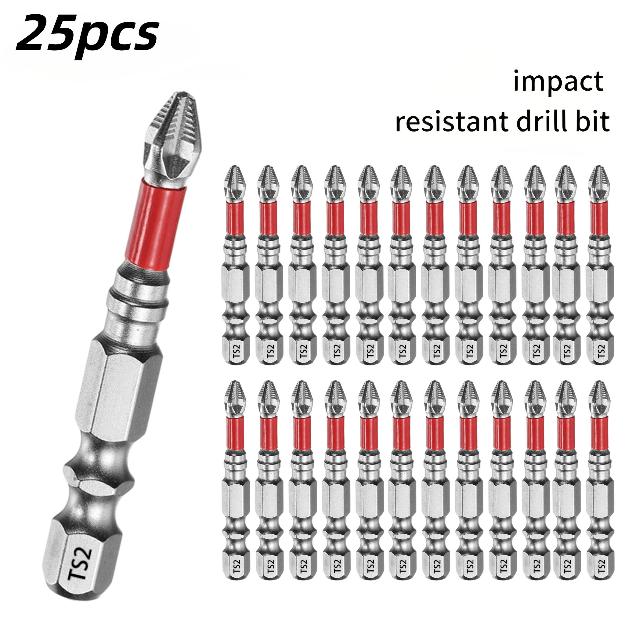 Drill Bits - 25個入り、50mmのプロ仕様ロングシャンクドライバービットセット。滑り止め加工が施され、強力な磁力を持つビットで、特殊なネジ山に対応。電動ドリル、木工、内装、産業製造、プロの修理作業に最適。職人向けの耐久性に優れた金属製手工具。