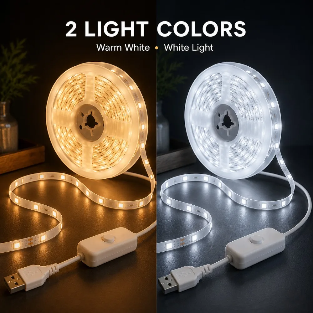 LEDストリップライト、USBボタンで操作、5V低電圧、安全 - Led Strip Lights のレビューと価格