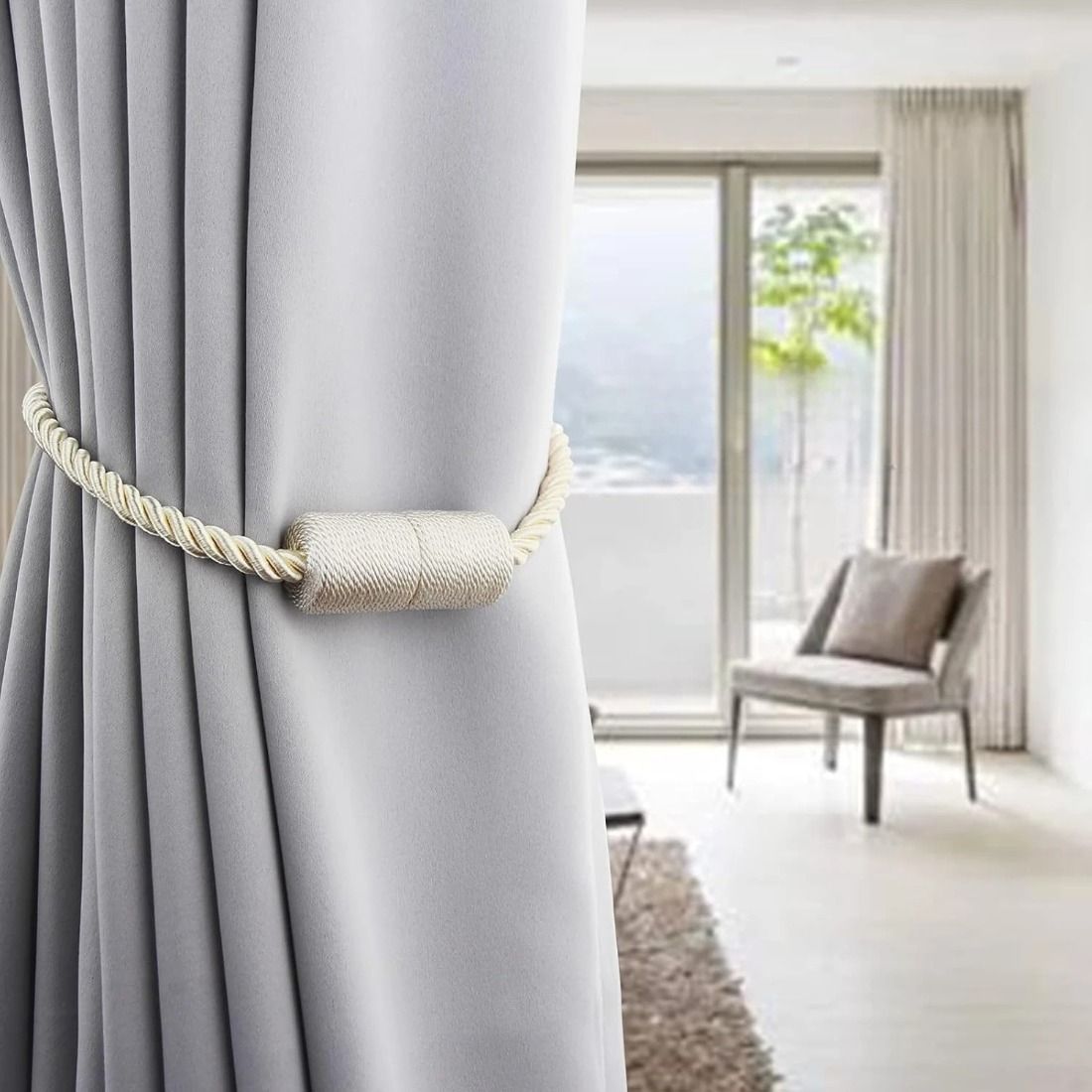 2個入り 強力マグネット式カーテンタイバック 屋外用 エレガ - Curtain Rods のレビューと価格