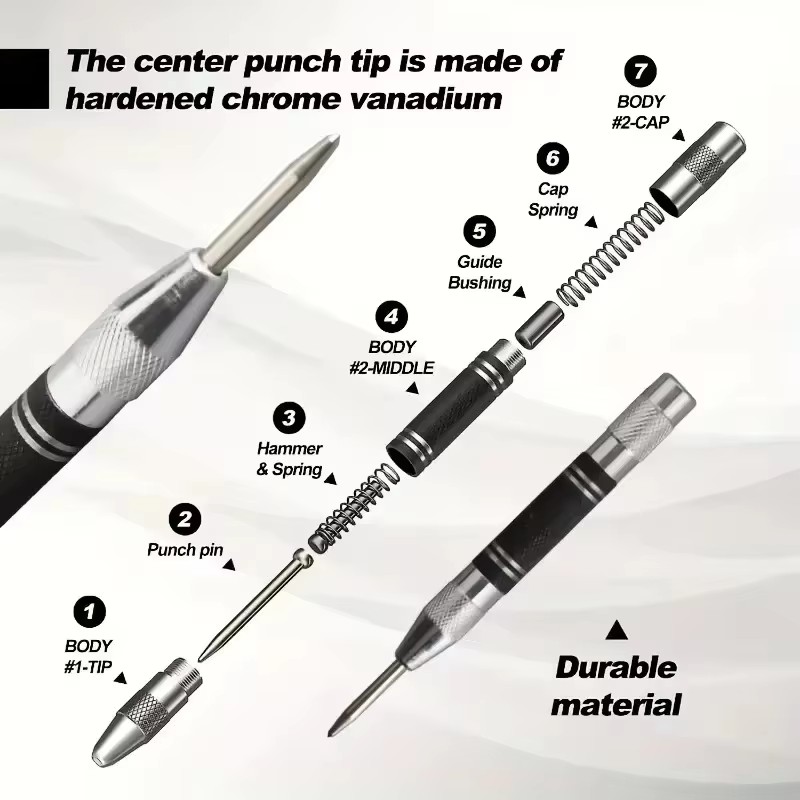 自動センターポンチ、穴あけマーカー、木材・金属・鋼材用、スプ - Drill Bits のレビューと価格
